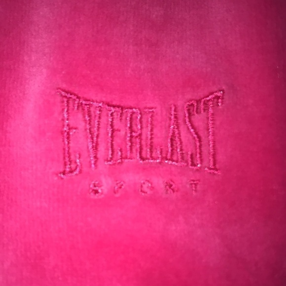 EVERLAST SPORT hot pink velour zip up hoodie bling trim at pockets size L - Picture 3 of 10